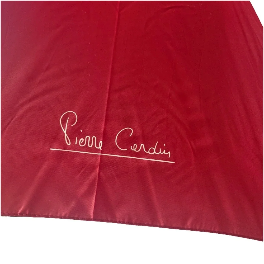 Pierre Cardin Classic Vintage Mini Umbrella With Wooden Handle Blue‎ Maroon - Picture 5 of 9